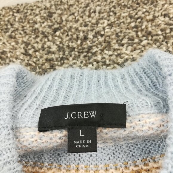 2021 J Crew Sweater Fair Isle Wool Alpaca Puff Sleeve Raglan Blue Womens Large - Picture 3 of 9